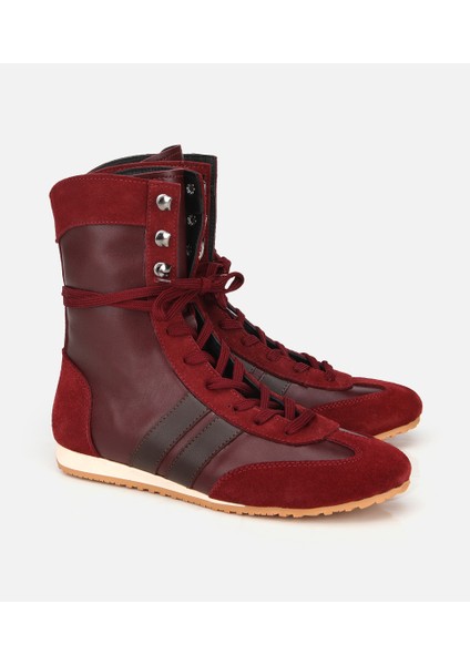 01BOH315780A784 KADIN Deri Bordo Sneaker Comfort Düz Bot fiyatları
