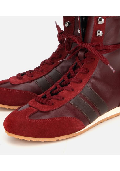 01BOH315780A784 KADIN Deri Bordo Sneaker Comfort Düz Bot modelleri