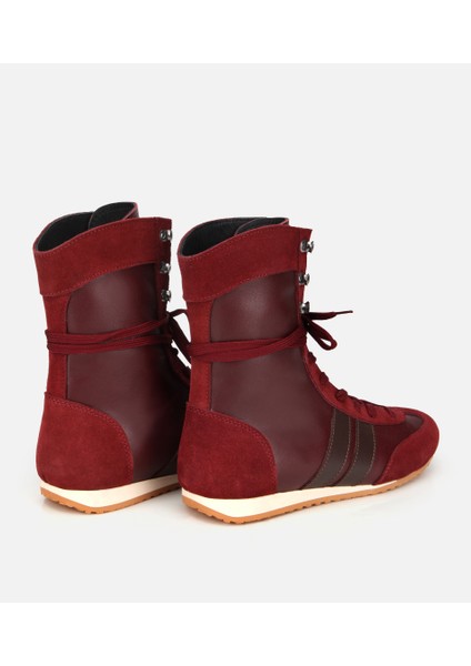 01BOH315780A784 KADIN Deri Bordo Sneaker Comfort Düz Bot fırsatları