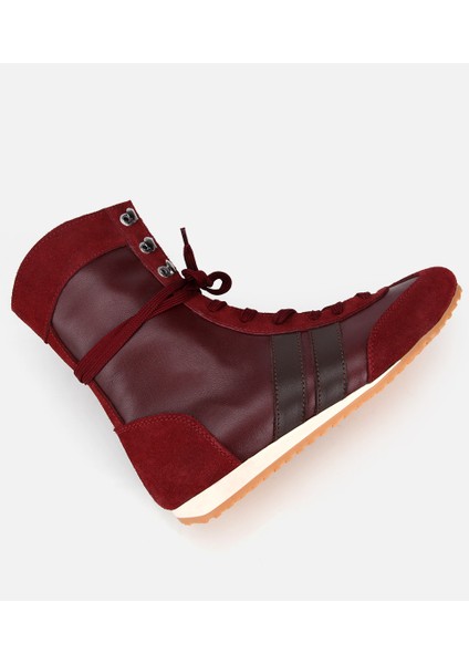 01BOH315780A784 KADIN Deri Bordo Sneaker Comfort Düz Bot
