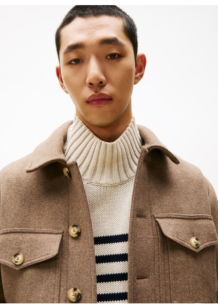 Normal Bej Erkek Ceket MW0MW40624AFE_WOOL 4pkt Jacket modelleri