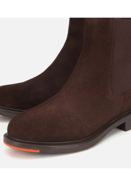 01BOH313030A480 KADIN Süet Deri Kahverengi Lastik Detaylı Düz Bot modelleri