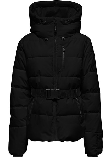 Siyah Kadın Mont Onlharper Lıfe Belted Premıum Jacke