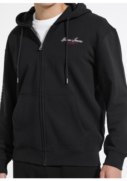 Kapüşon Yaka Siyah Erkek Sweatshırt M5YQ15KCPR1-JBLK Guess Jeans Erkek modelleri