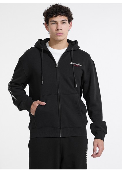 Kapüşon Yaka Siyah Erkek Sweatshırt M5YQ15KCPR1-JBLK Guess Jeans Erkek fırsatları