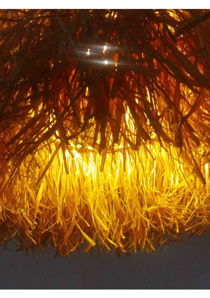 Çobanyıldızı Bohem Rafya Hasır Avize - Doğal Sarkıt Lamba 40X45 cm fiyatları