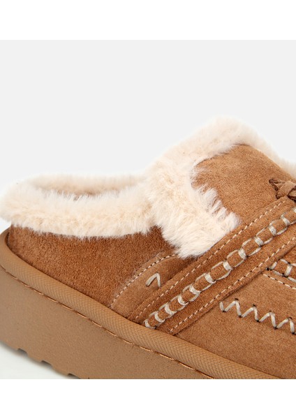 01TEH316850A340 KADIN Süet Deri Taba Içi Kürklü Püskül Detaylı Düz Terlik fiyatları