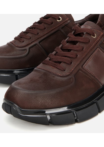 02AYH314050A480 ERKEK Nubuk Deri Kahverengi Kalın Tabanlı Spor Ayakkabı modelleri