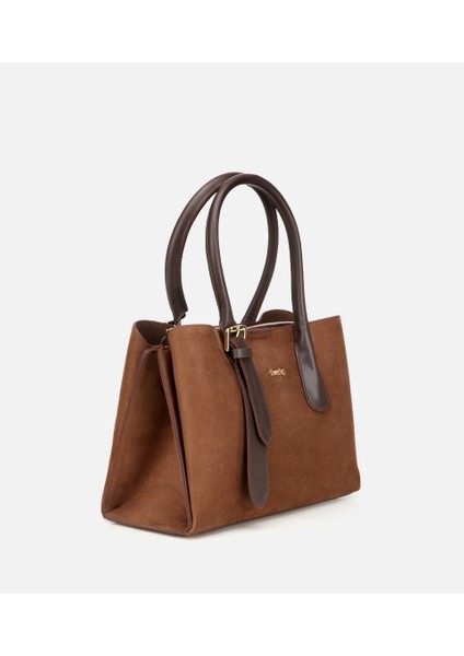 03CAH317100A340 KADIN Süet Taba Kemer Detaylı Omuz Çantası modelleri