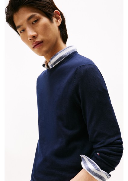 Bisiklet Yaka Normal Mavi Erkek Kazak MW0MW39775DW5_DC Fıne Merıno Wool C fırsatları