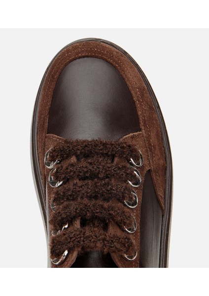 01AYH317820A480 KADIN Deri Kahverengi Bağcık Detaylı Kalın Tabanlı Spor Ayakkabı indirimleri