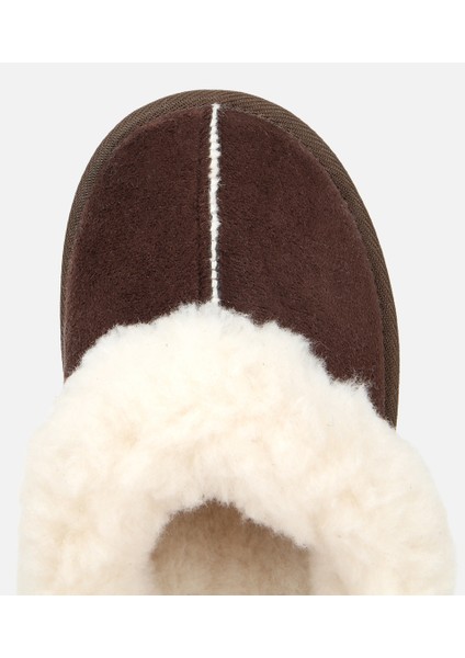 01TEH314590A480 KADIN Süet Kahverengi Içi Kürklü Düz Terlik