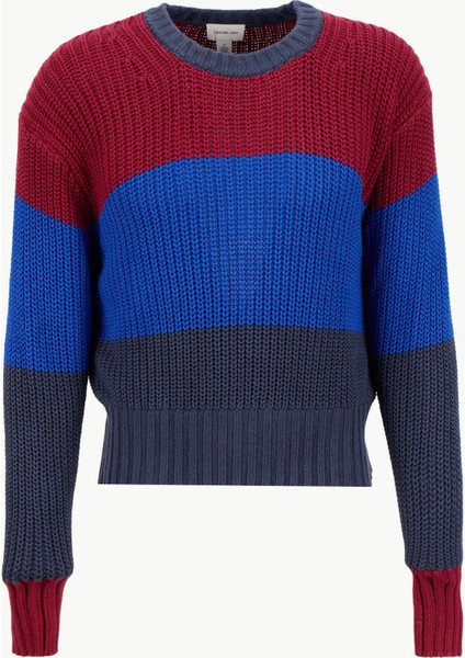 Yuvarlak Yaka Standart Desenli Mavi Kazak Kadın LV047D302GVEK