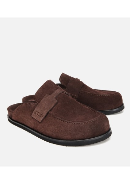 02TEH317530A480 ERKEK Süet Deri Kahverengi Düz Terlik fiyatları