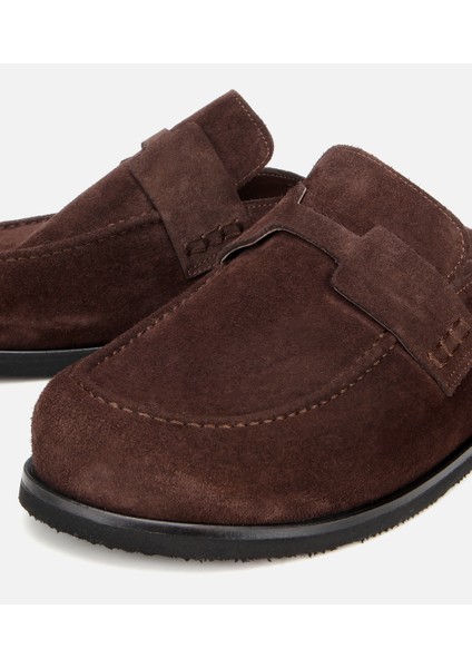 02TEH317530A480 ERKEK Süet Deri Kahverengi Düz Terlik modelleri