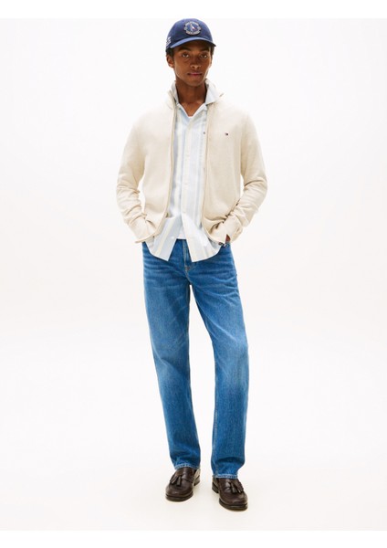 Bisiklet Yaka Normal Bej Erkek Kazak MW0MW36517HGF_ESSENTIAL Cotton Zıp