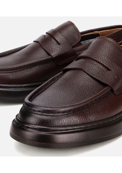 02AYH313980A480 ERKEK Deri Kahverengi Yumuşak Dokulu Klasik Loafer modelleri
