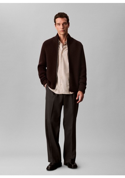 Bisiklet Yaka Normal Gri Erkek Kazak LV04LD305GGRO_LS Fz Texture Stıtch