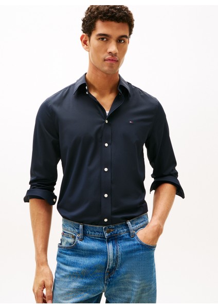 Normal Gömlek Yaka Mavi Erkek Gömlek MW0MW41353DW5_PERFORMANCE Twıll Rf fiyatları