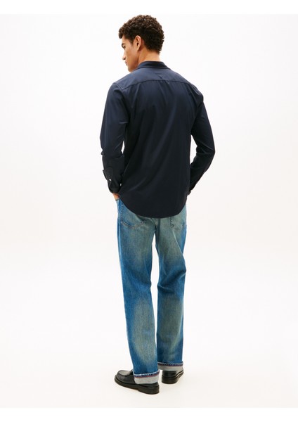 Normal Gömlek Yaka Mavi Erkek Gömlek MW0MW41353DW5_PERFORMANCE Twıll Rf fırsatları