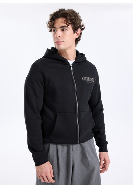 Kapüşon Yaka Siyah Erkek Sweatshırt M5BQ48K9Z21-JBLK Poly Erkek Sweatsh