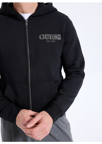 Kapüşon Yaka Siyah Erkek Sweatshırt M5BQ48K9Z21-JBLK Poly Erkek Sweatsh fırsatları