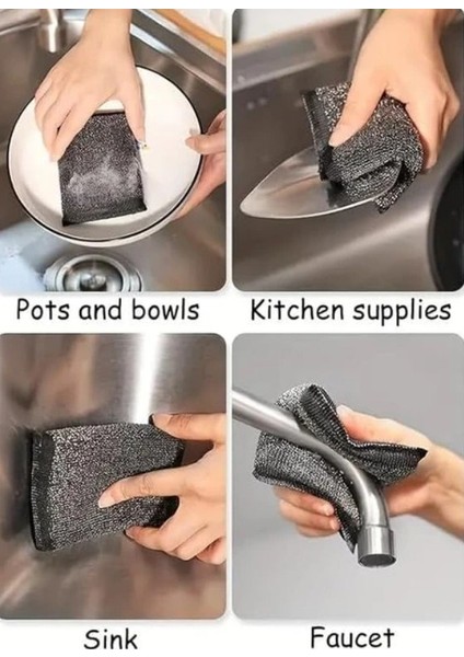 Paslanmaz Çelik Sihirli Inox Yağ ve Kir Çözücü Tel Bulaşık Süngeri 2 Adet modelleri