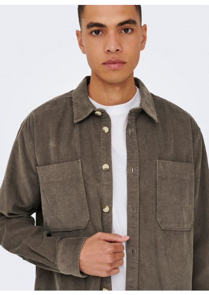 Rahat Açık Kahve Jakarlı Erkek Gömlek Onsalp Rlx 2pkt Washd Cord Ls Shırt fırsatları
