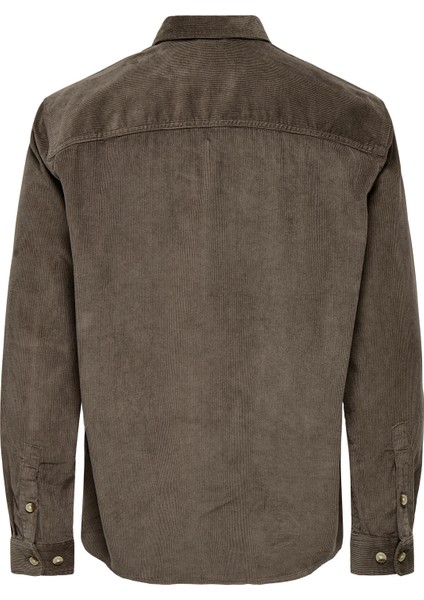 Rahat Açık Kahve Jakarlı Erkek Gömlek Onsalp Rlx 2pkt Washd Cord Ls Shırt
