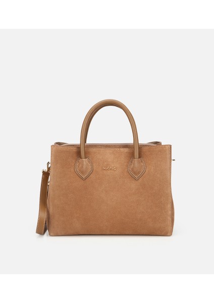 03CAH317110A340 KADIN Süet Deri Bej Tote Çanta