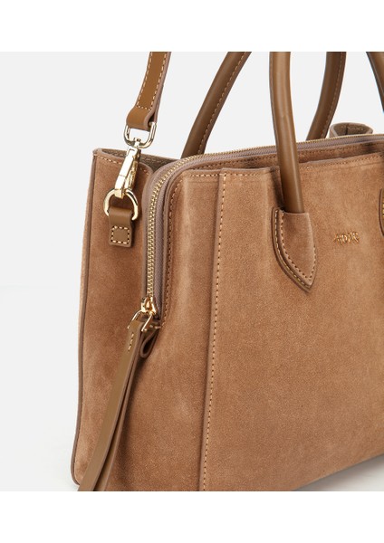 03CAH317110A340 KADIN Süet Deri Bej Tote Çanta