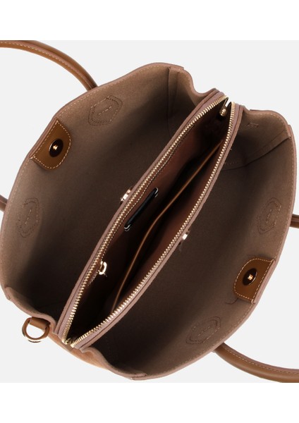 03CAH317110A340 KADIN Süet Deri Bej Tote Çanta