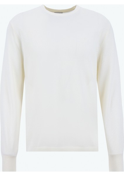 Bisiklet Yaka Normal Beyaz Erkek Kazak LV04LB305GYAC_LS 100% Merıno Crew 1