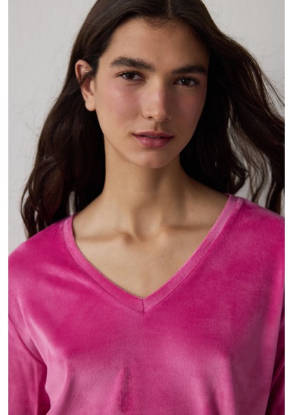 Fuşya Comfy Time Ekoseli Uzun Kollu Pijama Takımı fiyatları