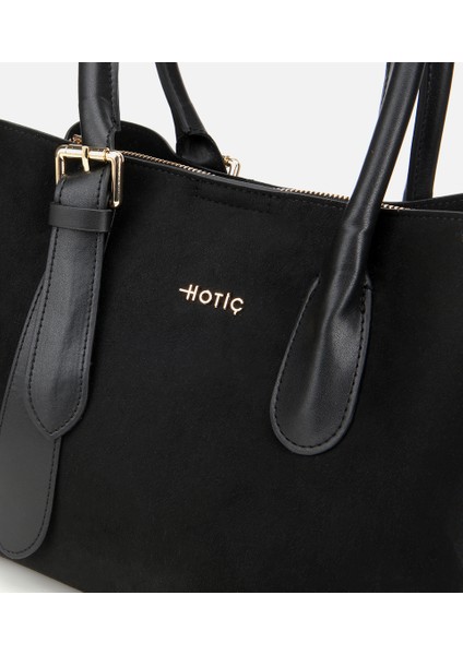 03CAH317100A100 KADIN Süet Siyah Kemer Detaylı Omuz Çantası fiyatları