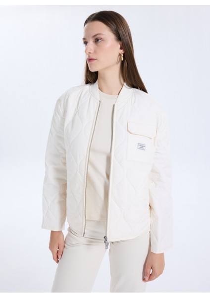 Beyaz Kadın Mont Guess Jeans Kadın Mont
