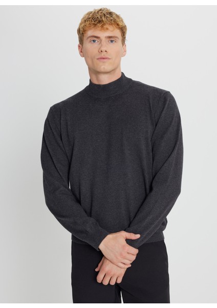 Yarım Italyan Yaka Standart Antrasit Melanj Erkek Kazak ACE043261438_ANM modelleri