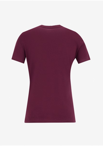 Yuvarlak Yaka Baskılı Kırmızı Kadın T-Shirt Original Kadın Slim Fit T-Shirt