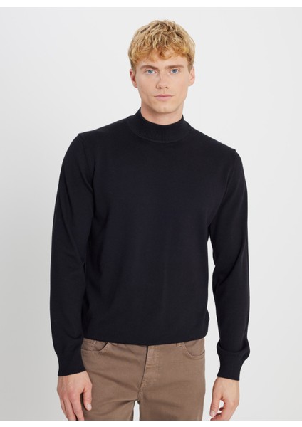 Yarım Balıkçı Yaka Standart Siyah Erkek Kazak ACE043261438_SYH