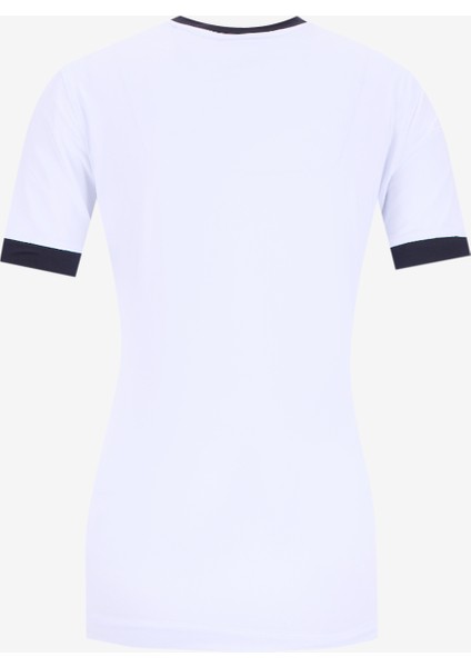 Yarım Balıkçı Yaka Baskılı Beyaz Kadın T-Shirt Rose Kadın Top