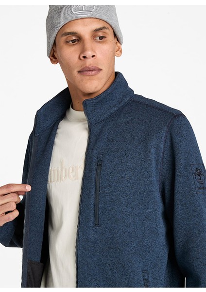 TB0A44T14751-MELANGE Fleece Jacket Mavi Regular Fit Taşlamalı Erkek Ceket modelleri