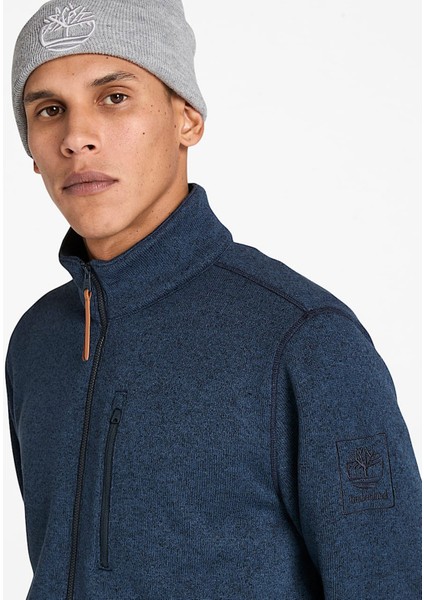 TB0A44T14751-MELANGE Fleece Jacket Mavi Regular Fit Taşlamalı Erkek Ceket fırsatları