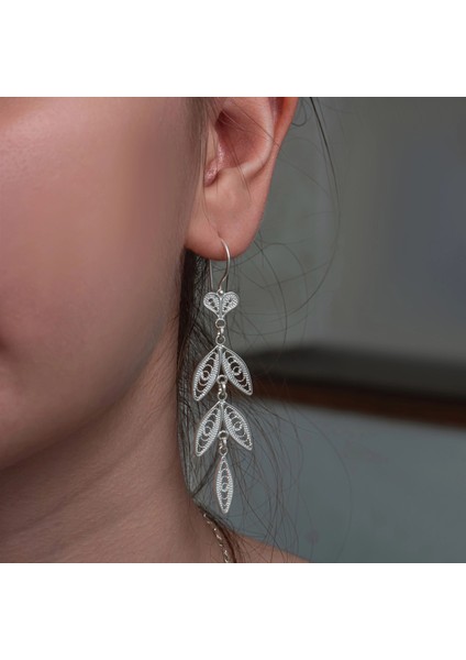 Gümüş Zarif Yaprak Telkari Kadın Küpe fiyatları