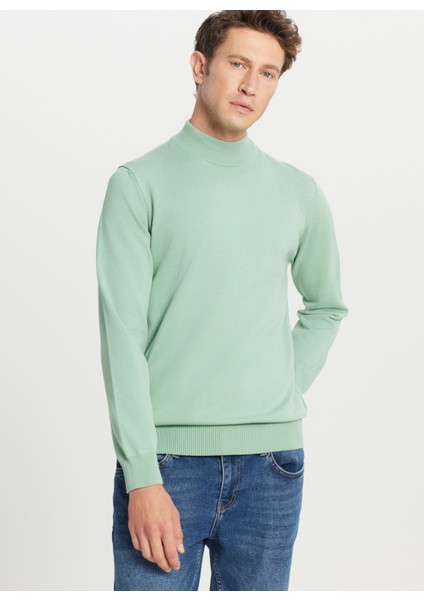 Yarım Balıkçı Yaka Standart Su Yeşili Erkek Kazak ACE043261438_SUY