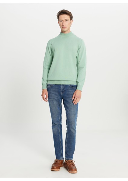 Yarım Balıkçı Yaka Standart Su Yeşili Erkek Kazak ACE043261438_SUY fiyatları