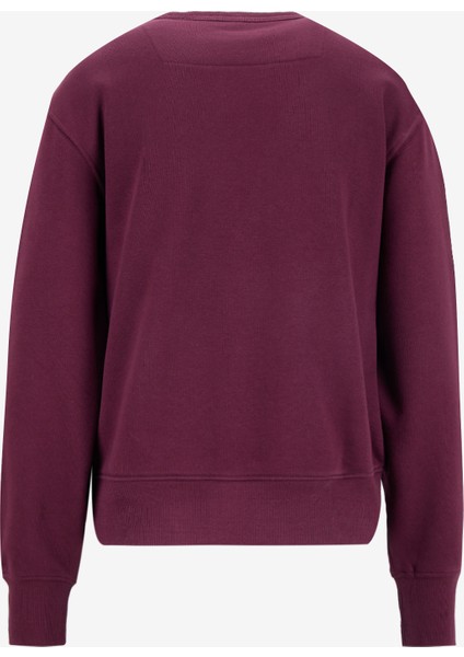 Yuvarlak Yaka Baskılı Kırmızı Kadın Sweatshırt Original Fleece Kadın Sweatshirt