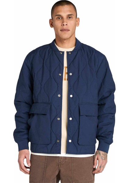 TB0A6JDQ4511-QUILTED Jacket Mavi Düz Erkek Mont