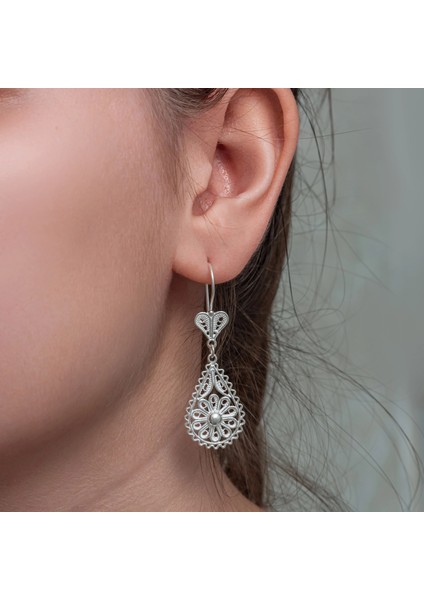 Gümüş Damla Papatya Telkari Kadın Küpe fiyatları