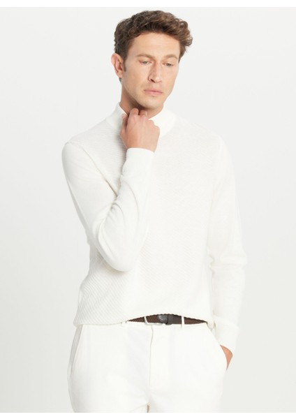 Yarım Balıkçı Yaka Standart Ekru Erkek Kazak ACE049261272_EKR