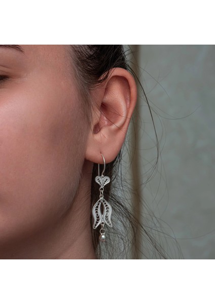 Gümüş Lale Motifli Telkari Kadın Küpe fiyatları